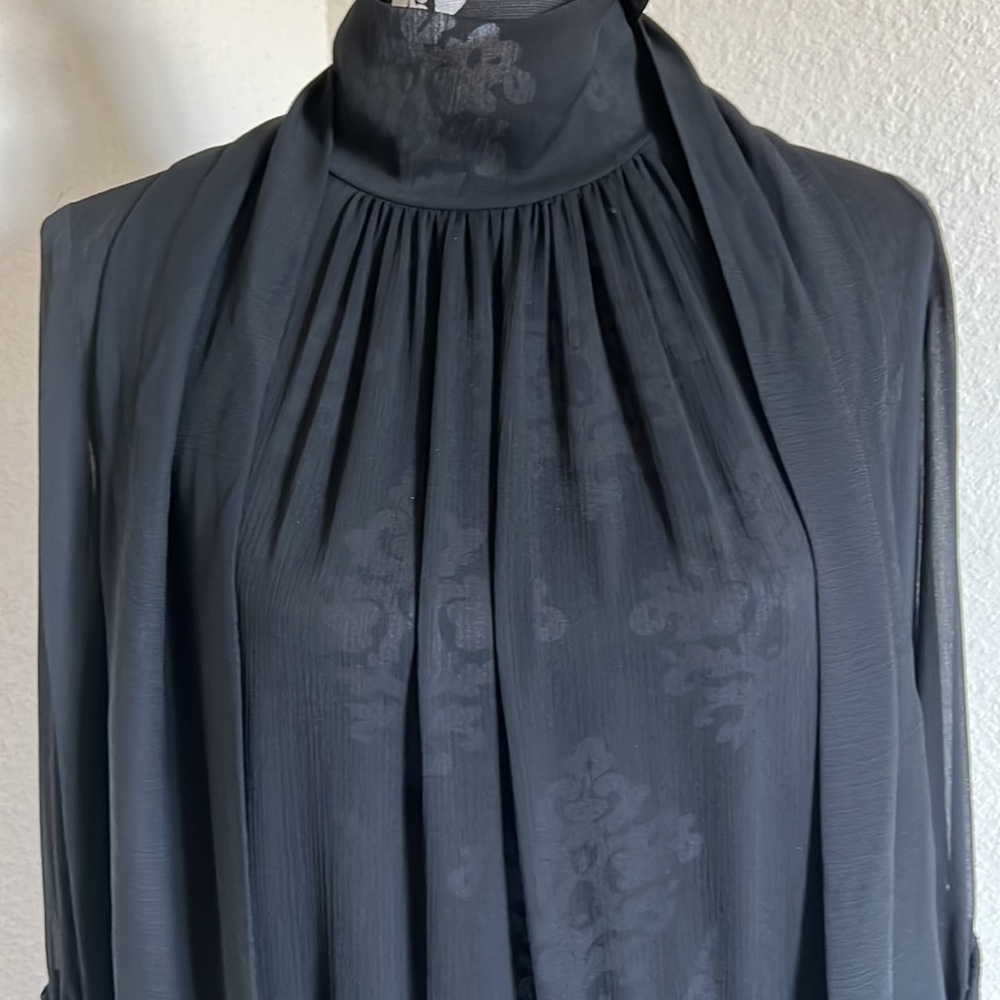 Frank Remme black long sleeve scarf dress NWOT( has a flaw) - Picture 11 of 15